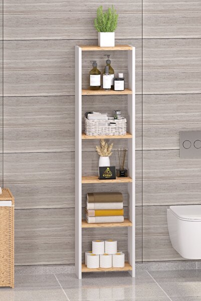 Cosargroup Bohem 6 Raflı 40 Cm Dekoratif Banyo Düzenleyici Banyo Dolabı Çok Amaçlı Dolap 160x40x20 Ölçülerinde