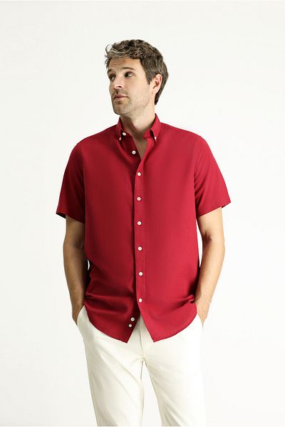 Kiğılı Short Sleeve Regular Fit Sports Cotton Button Collar Shirt