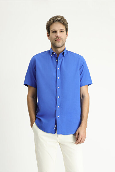 Kiğılı Kısa Kol Regular Fit Spor Pamuk Düğmeli Yaka Gömlek