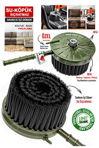 PROXCLEAN Yeni Nesil Su Sıçratmaz Mikron Yumuşak Kıl | 15cm M14 Uyumlu Fırça Başlığı Koltuk Yıkama Fırçası