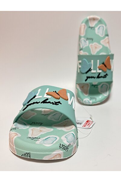 GEZER Follow Butterfly Embossed Detailled Non-Slip Eva Anatomic Sole Women's Wet Floor, Home and Street Slippers