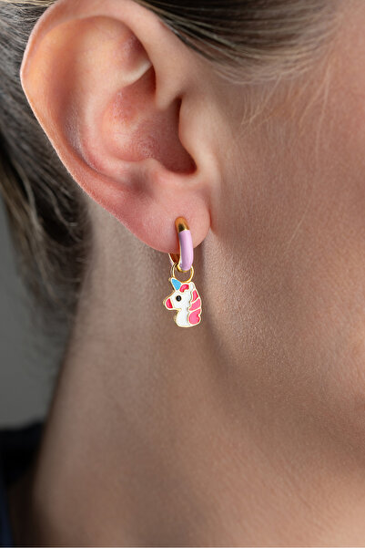 Silvano Jewelry 925 Ayar Gümüş Unicorn Çocuk Küpesi