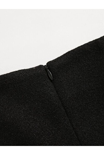 SLAW REZZ Kadın Siyah Yüksek Bel Gold Düğme Detaylı Şort Gizli Fermuarlı Şort