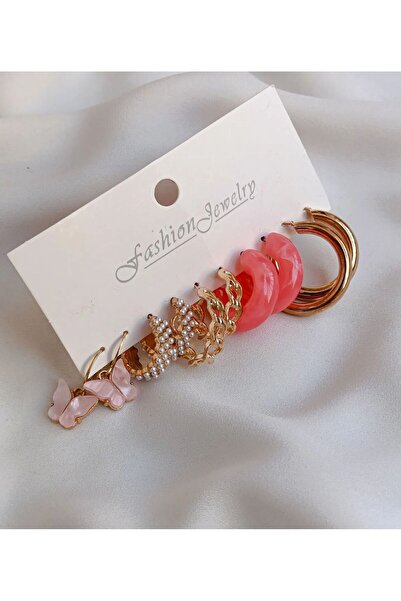 Perry Accesories 11 adet kelebekli halka küpeli klpsli kombin kadın küpe seti 11 çift küpe seti