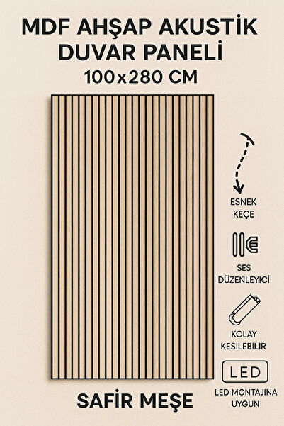 Tekza Home Mdf Ahşap Akustik Duvar Paneli 100x280 Cm ( Teak )