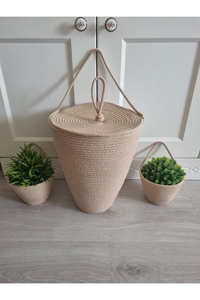 EGE ÖRGÜM Bag Holder Mini Basket Set of 3 Decorative Basket