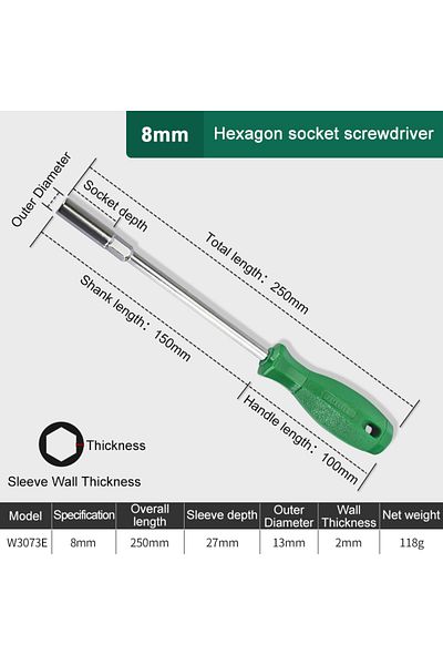 Choice 8mm Wynn's 5/5.5/6/7/8/10mm Hex Nut Driver Magnetic Socket Screwdriver Nut Socket Wrench Hexagonal S