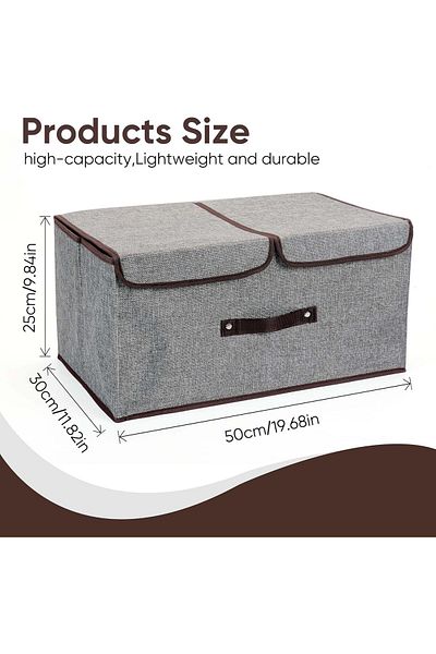 Generic LEFAFA Clothing Storage Bins - Foldable Storage Box With Lids And Handle, 3pcs Double Lid Foldable