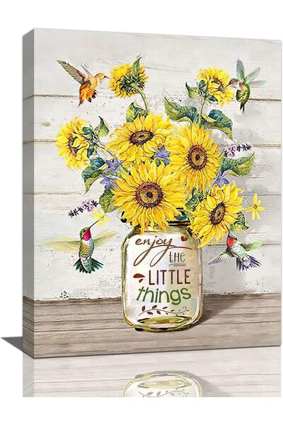 Today Idea لوحة فنية جدارية بتصميم عباد الشمس والطيور الطنانة من "فكرة اليوم"...