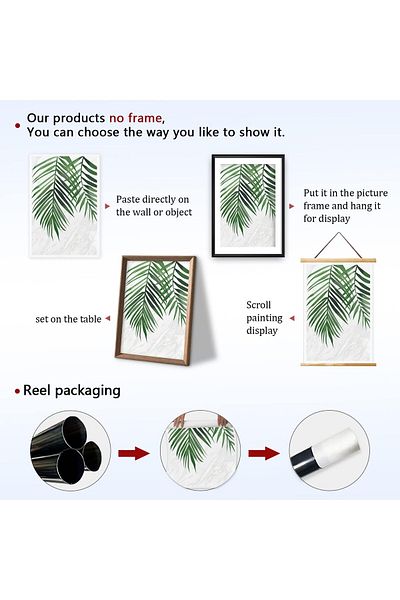Generic Canvas Prints Wall Art For Home and Office Wall Decoration Watercolor Green Leaves Canvas Artwork P