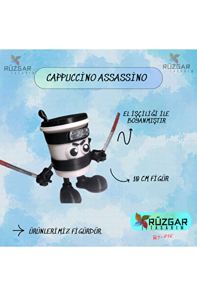 Rüzgar Tasarım CAPPUCCİNO ASSASSİNO Tung Tung Sahur Figürü 8 cm Figür