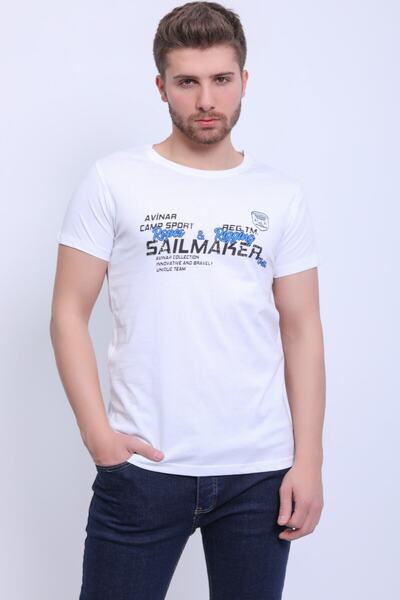 Unisex Bisiklet Yaka Baskılı T-shirt