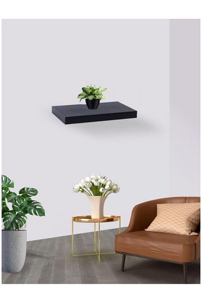 Generic Family Ship Shape 40cm Black Wood Wall Shelves - E-02-01 Asl-5736