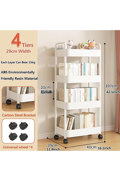 Generic Thickened Storage Rack with Wheels, Large Capacity Shelves, Plastic Multi-Layer Shelf Unit Rolling
