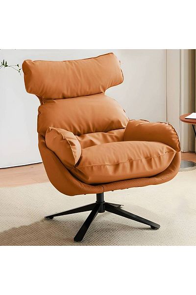 Generic Faux Leather Recliner Chair,Desk Chair,Lounge Chair Living Room with 360 Swivel Metal Base Orange