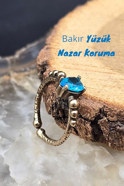 NBS Beautiful Naturel Stones Copper Ring Blue Crystal Adjustable Elegant Small Antique Trend (Gift, Daily, Special Day)