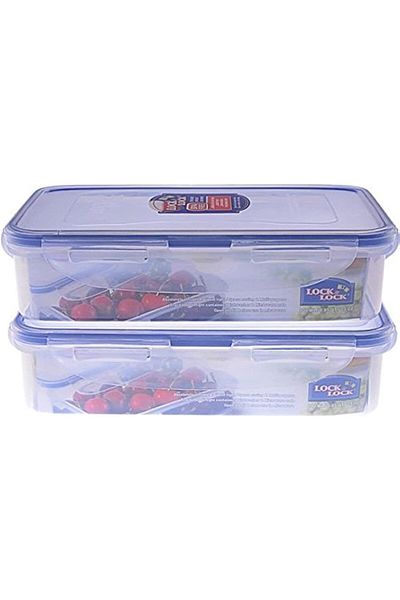 Generic LocknLock Classic Containers Set of 2 Piece, HPL816SA2, Clear/Blue, 0.8 Liter, Rectangular