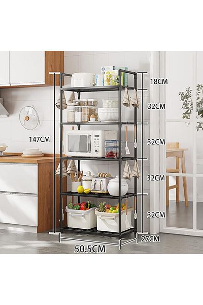 Generic Kitchen Shelving Unit,Storage Shelves Organizer with Side Hooks & Handle,Modular Garage Rack Storag