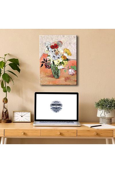 Generic Pyradecor Abstract Flowers Canvas Prints Japanese Vase with Roses and Anemones by Vincent Van Gogh