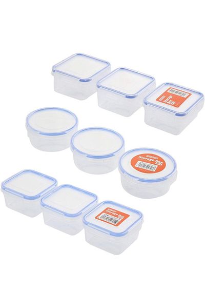 Generic Lawazim BUN1006 9-Pieces Plastic Airtight Container Storage Box Set, multicolor