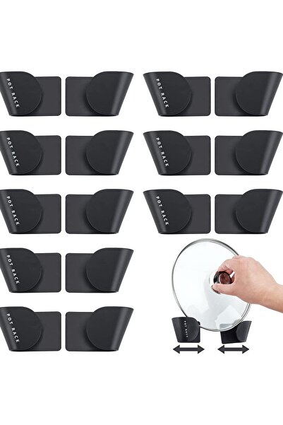 COOYA Universal Adjustable Pot Lid Organizer 8 Pairs of Wall Mount Pan Lids Top Storage Organizer Rack Hol