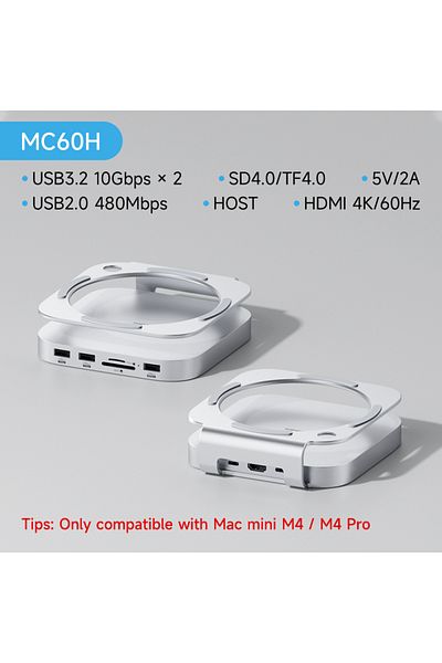 Choice MC60H Hagibis USB C Hub with M.2 SSD Enclosure for Mac Mini M4/M4 Pro Stand Type-C Docking Station S