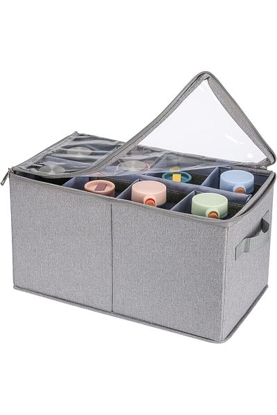 Generic Puricon Water Bottle Storage Containers with Dividers, Drinkware Bottle Boxes Case with Lid for Kit