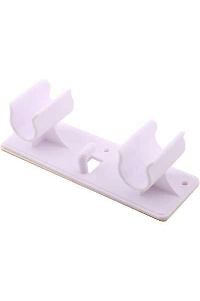 Generic Lawazim 2 Slot Plastic Wall Mounted Mop Holder | Sweeper Holder | Storage Unit | Double-Sided tape