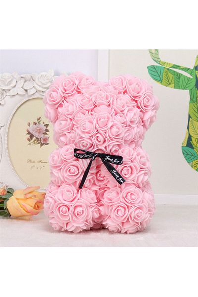 Choice Light Pink 1pc 25cm Artificial Foam Flowers Bear Rose Bear Romantic Creative Gifts For Valentines Da