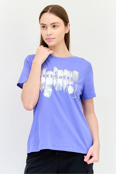 SKECHERS Women Sportswear Fit Short Sleeve Outdoor T-shirt, Blue