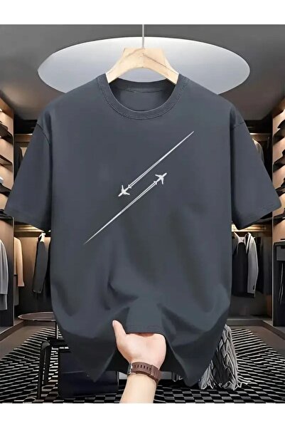 PALPİTO Unisex avion sa dimljenom linijom Štampano Oversize kroj T-shirt