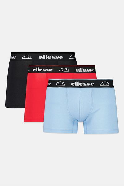 Ellesse Men 3 Pcs Brand Logo Pull On Hipster Boxer, Blue/red/black