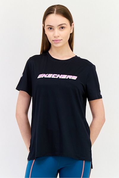 SKECHERS Women Sportswear Fit Short Sleeve Outdoor T-shirt Black