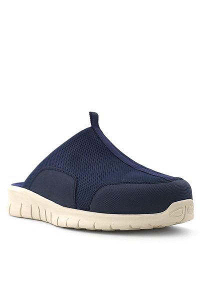 heep Medical Genuine Leather Dark Navy Blue Cream Sole Comfort Sports Slippers