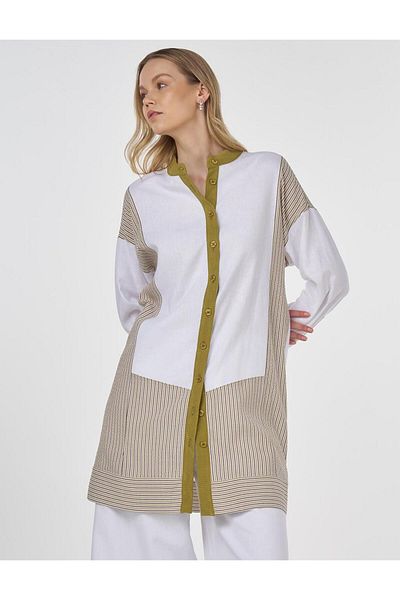 KYR Judge Collar Viscose Tunic Khaki