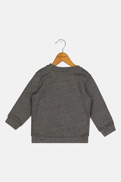 MOTHERCARE Toddlers Boy Ribbed Neck Graphic Print Long Sleeves Sweatshirt, Dark Grey
