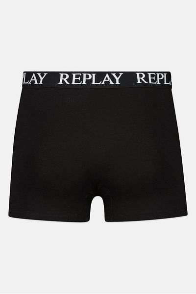 Replay Men 2 Pack Brand Logo Boxer Brief, Black