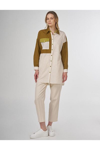 KYR Garnished Shirt Collar Tunic Cream