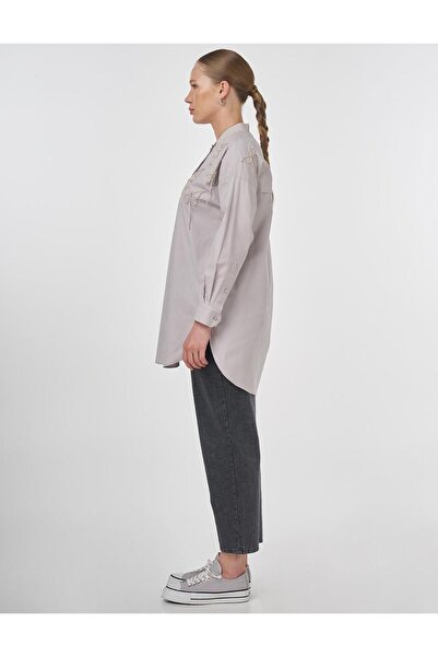 KYR Embroidered Cotton Tunic Light Gray