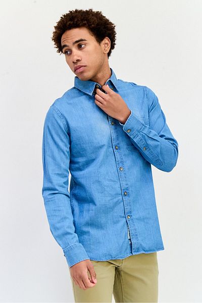La Martina Men Tailored Fit Embroidered Logo Long Sleeve Casual Shirt, Blue
