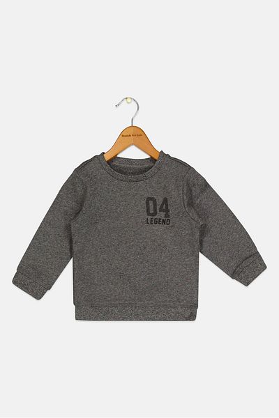 MOTHERCARE Toddlers Boy Ribbed Neck Graphic Print Long Sleeves Sweatshirt, Dark Grey