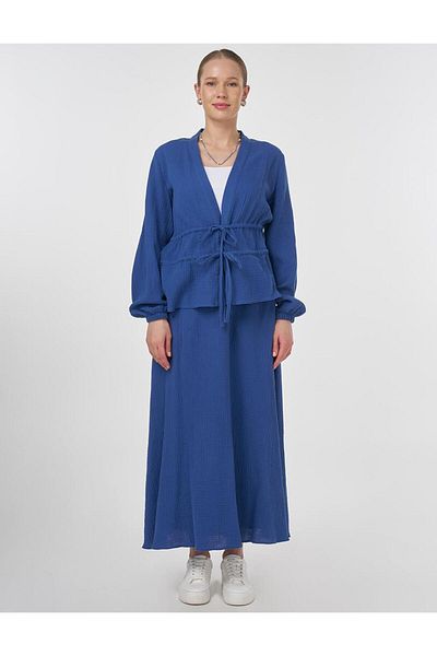 KYR Lace Detailed Cotton Double Suit Indigo
