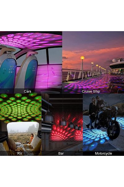 fulina USB Projector Night Light, Adjustable Atmosphere Interior Car Lights, Widely Use,Easy to Install