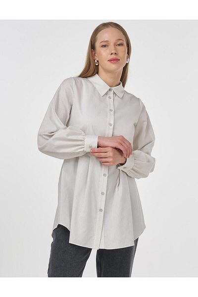 KYR Pleated Line Pattern Tunic Gray