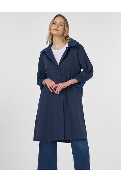 Kayra Καμπαρντίνα με κουκούλα και γιακά Σκούρο Navy Blue