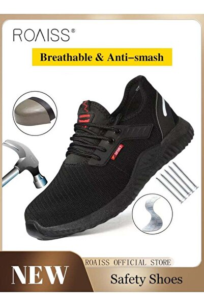ROAISS أحذية أمان منسوجة برأس فولاذي للرجال مضادة للكسر والثقب وحماية العمال ...