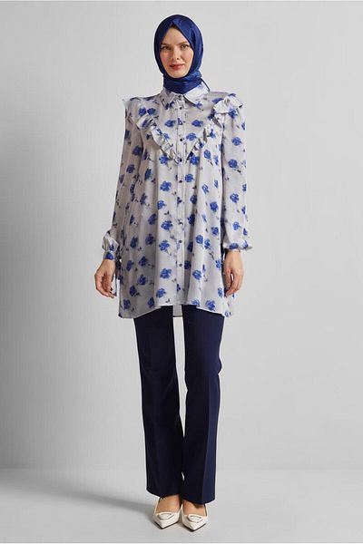 Alvina Patterned Satin Tunic 45410