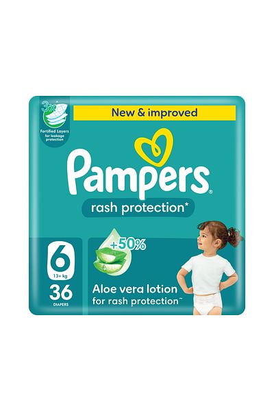Pampers Rash Protection Taped Diapers, Size 6, 13+kg, Mega Pack, 36 pcs