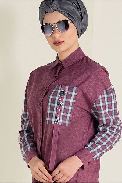 Alvina Square Patterned Buttoned Tunic 4633