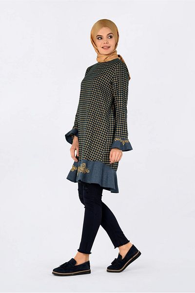 Alvina 4793 Μοντέλο Gingham Pattern - Φούστα με βολάν και κεντημένο τουνίκ